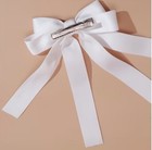 White Satin Stylish Bow Double Ribbon Bow Knot Ballet Bow Hair Clip Non Slip