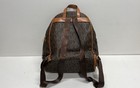 Michael Kors Brown Monogram Signature Abbey Medium Backpack Gold Hardware