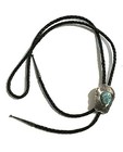 Vtg Navajo Spiderweb Turquoise And Sterling Silver Bolo Tie Marked D Sterling