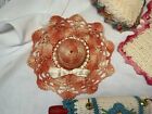 Vintage Crochet Homemade Pincushion Baby Bib Chicken Lot Of 5