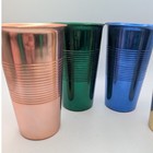 Vtg Mcm Anodized Aluminum Tumblers Made Italy Set Of 4 Multi Color Ribbed Cup