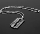 New - Metal Judas Priest British Steel Men   s Necklace Razorblade Silver Pendant