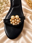 Vintage Women Gold Tone Faux Pearl Cluster Shoe Clips Pair Bridal Elegant