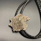 Vintage Navajo Native Indian Chief Head Sand Cast Silver Bolo 34 