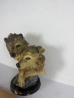 Vintage Mrh Meerchi Wolf Sculpture Wildlife Figurine On Wooden Base Decor