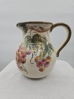 Ceramic 8  Decorative Pitcher Chardonnay Grapes Leaves Ivory Purple Green