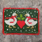 Vintage Holiday Duck   Heart Latch Hook Accent Rug Wall Hanging 25  X 18 