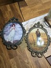 Pair Large Antique Italy Brass Wall Convex Frames Ornate Victorian Bubble 17