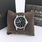 Bulova 96a259 Hack Black Dial Green Leather Strap Automatic Men s Watch 38mm