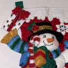 Bucilla Snowman With Presents Completed Handmade Felt Stocking 