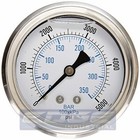 25 Pack Liquid Filled Pressure Gauge 0-5000 Psi  2 5  Face  1 4  Back Mount Wog