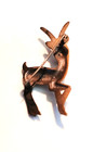 Vintage Original Solid Silver Spiral Horned Antelope Brooch Lapel Pin