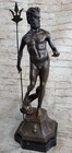 Poseidon God Of Sea Throwing Trident Greek Mythology Statue 100  Nude Bronze Art