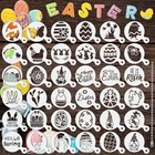 Easter Cookie Stencils  36pcs Reusable Eggs Bunny Cookie Coffee Stencils Temp   
