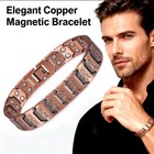 Mens Adjustable Copper Magnetic Bracelet Cross Design Bangle Wristband Gift