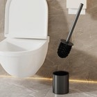 Black Toilet Brush   Holder Set Long Handle Heavy Duty Bathroom Cleaning Brush