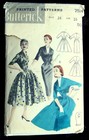 Dress Slim Or Full Skirt 3 4 Sleeves Rare Butterick 7514 Vtg 50 s Sewing Pattern