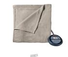 Microplush Electric Heat Bed Heated Blanket Sunbeam King Mushroom Beige Tan
