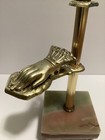 Vntg Victorian Style Brass Hand Marble Base Clip Paper Holder