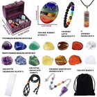 22pcs Healing Crystals Set  Chakra Quartz Kits In Wooden Box  7 Raw And 7 