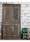 Antique Carved Double Doors Sliding Floral Vase Design Wooden Barn Door 80x40