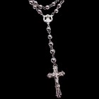 Catholic Rosary 6mm Beads Cross Crucifix Necklace 925 Sterling Silver 34  Chain