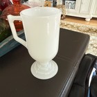 Milk Glass Irish Coffee Mug Vintage Stemmed Footed Pedestal