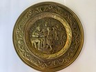 2 Large 16 5    Vtg Brass Tarvern Scene Relief Decorative Wall Plates-england Read