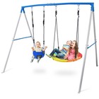 440lbs Metal Playground Swing Set With 2 Swings Heavy Duty Kids Backyard Playset