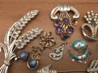 Vintage Antique Art Deco Rhinestone Repair Broken Craft Pieces Jewelry Lot  4