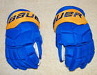 Game Used Worn Buffalo Sabres Owen Power Blue Bauer Hockey Gloves very Nice