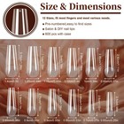 600pcs Long Coffin Nail Tips  Full Cover Clear Acrylic False Nails