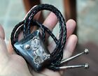 Beautiful Old Navajo Handmade Sterling Silver Southwestern Scene Bolo Tie Signed