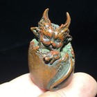 71g 1 46 handmade Copper Hatching Dragon Egg Figurine  Mini Vintage Metal Statue