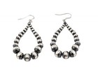 Navajo Pearls Sterling Silver Earrings Graduated Bead Teardrop Dangle 925 Hoops
