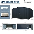 13 x20  Plus Upgraded Metal Shed Garage Shed With Double Front Doors Car Shelter