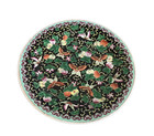 Nice Signed Chinese Famille Noire Large Plate  Charger Butterflies   Fruit  