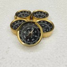 Set Of 5 Brass Pocket Compass Necklace Pendant Charm Old Style For Gift