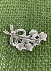 Vintage Sterling Silver 925 Clear Set Stones Floral Brooch Pin   1 25 