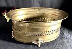Solid Brass Planter Antiqued Brass Cherub Footed Container Pierced Sides   
