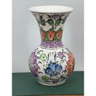 Vtg Cini Kutahya Turkish Pottery Hand Painted Floral Ceramic Vase 7 5  By Nihal