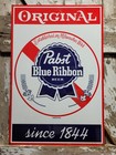 Vintage Pabst Porcelain Sign 30  Blue Ribbon Pbr Beer Can Bar Alcohol Beverage