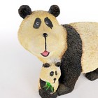 Vintage Panda Bear Piggy Bank Cub At Feet  Resin Textured Black And White