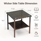 In outdoor 2 Tiers Patio Wicker 18 In Square End Glass Table Rattan Coffee Table
