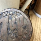 1930   s Drink 7-up Safety-first Brass Sidewalk Road Advertising Marker