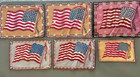 Lot Of 6 Vintage Tobacco Premium United States Flags Flannels  felts - Blankets 