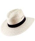 Mexican Palm Leaf Straw Indiana Wide Brim Hat  Light Tan W grommets Meximart