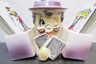 Rare Vintage 1959 Holt Howard Ceramic Granny Cards   Dice Holder  Purple Color