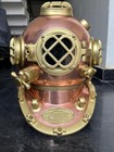 Antique Diving Helmet Us Navy  Deep Sea Scuba Divers Copper Brass Helmet W base