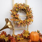 Artificial Fall Wreath 22 Inch Fall Wreaths For Front Door Autumn 22  Orange